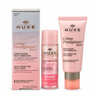 Nuxe Creme Prodigieuse Boost set za njegu kože Multi Correction Silky Cream + Very Rose 3-in-1 Soothing Micellar Water 40 ml + 40 ml
