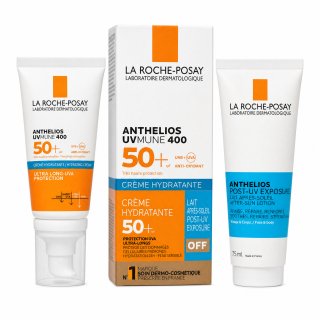 La Roche-Posay ANTHELIOS savršen komplet za samotamnjenje UVMUNE 400 Hydrating Cream SPF 50 + After-Sun Milk 50 ml + 75 ml
