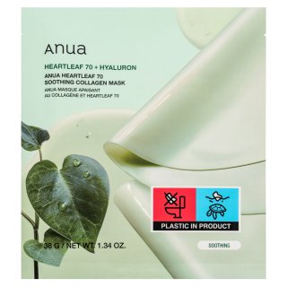 Anua Heartleaf 70 + Hyaluron umirujuća i osvježavajuća maska Soothing Collagen Mask 4 x 38 g